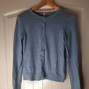 Light blue grey button front sweater